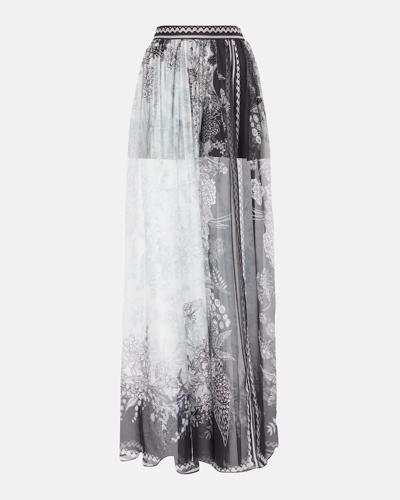 Elie Saab Maxirock aus Seidenchiffon Multicolor