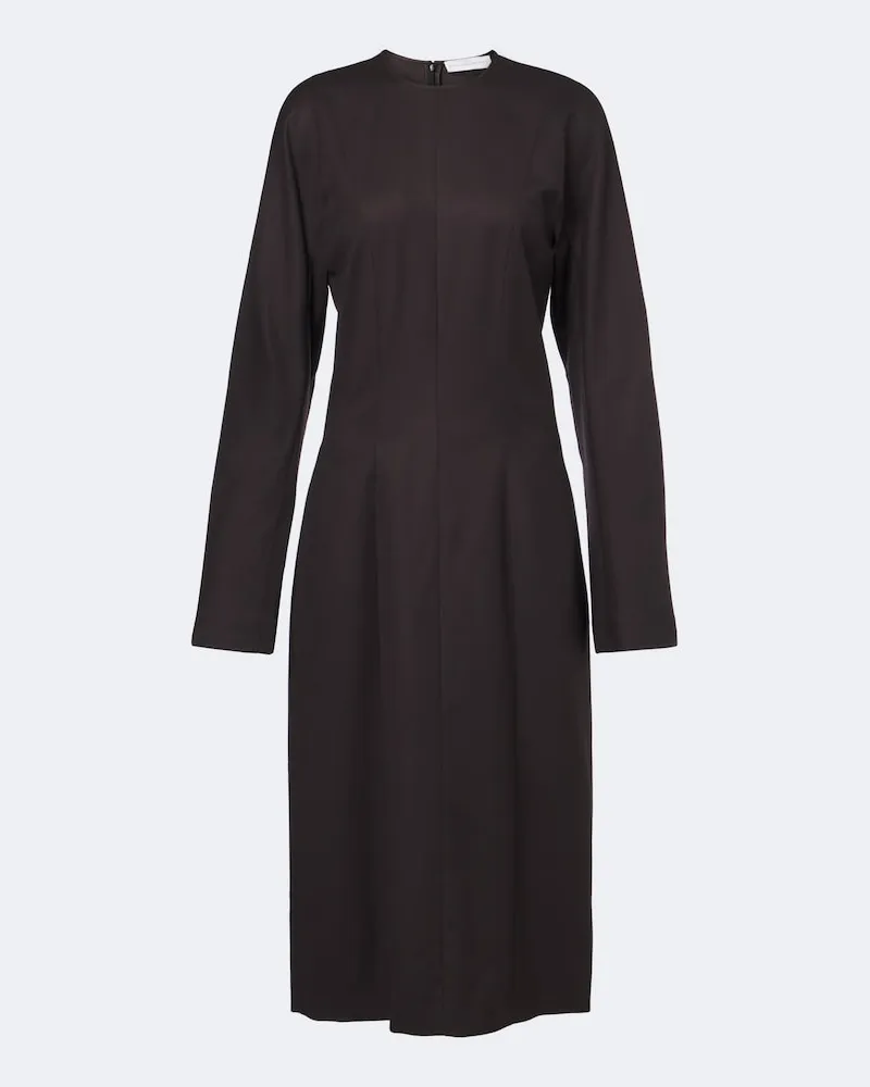 Stella McCartney Midikleid aus Wollflanell Braun