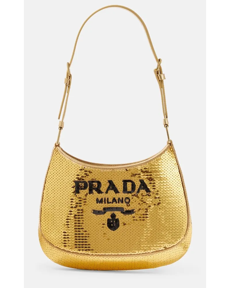 Prada Verzierte Schultertasche Cleo Medium Gold