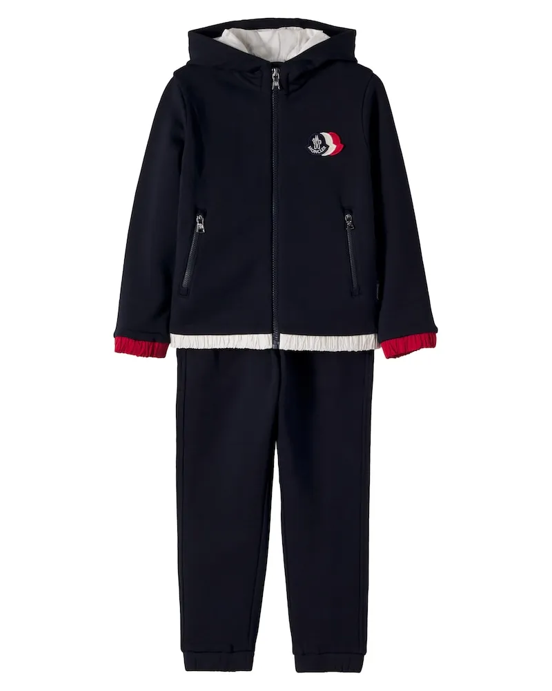 Moncler Hoodie und Sweatpants aus Baumwoll-Jersey Blau