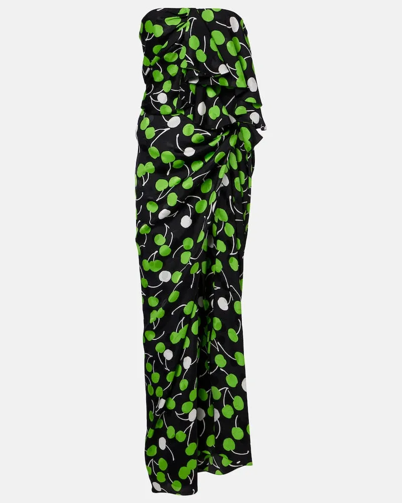 Saint Laurent Bedruckte Robe aus Seide Schwarz
