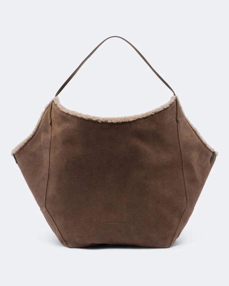 Brunello Cucinelli Wendbare Tote Bag Duo Large aus Leder Braun