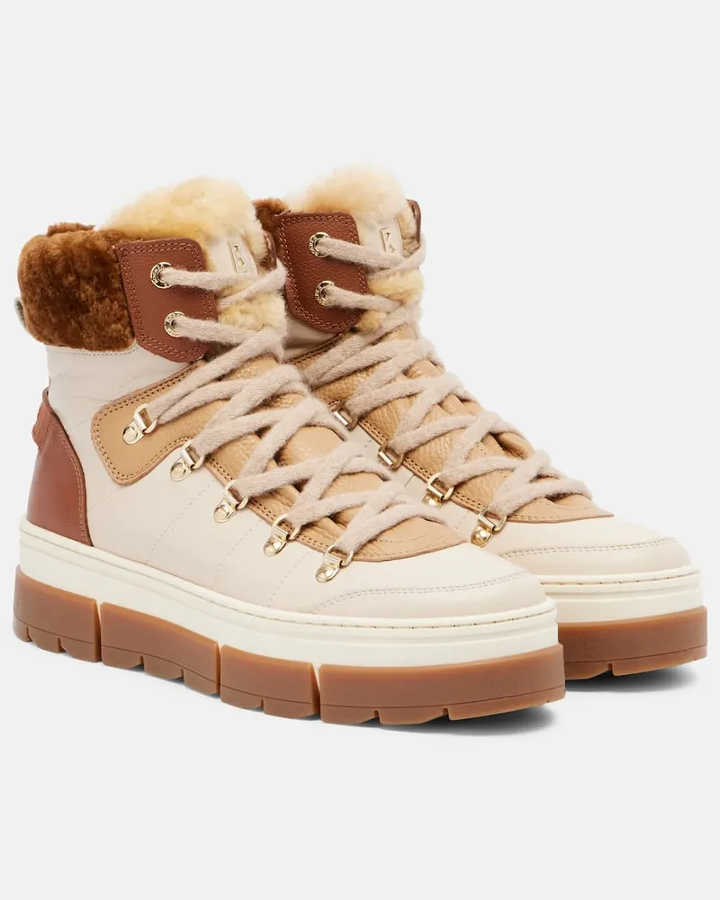 Bogner Schnürstiefel Vaduz aus Leder mit Shearling Beige