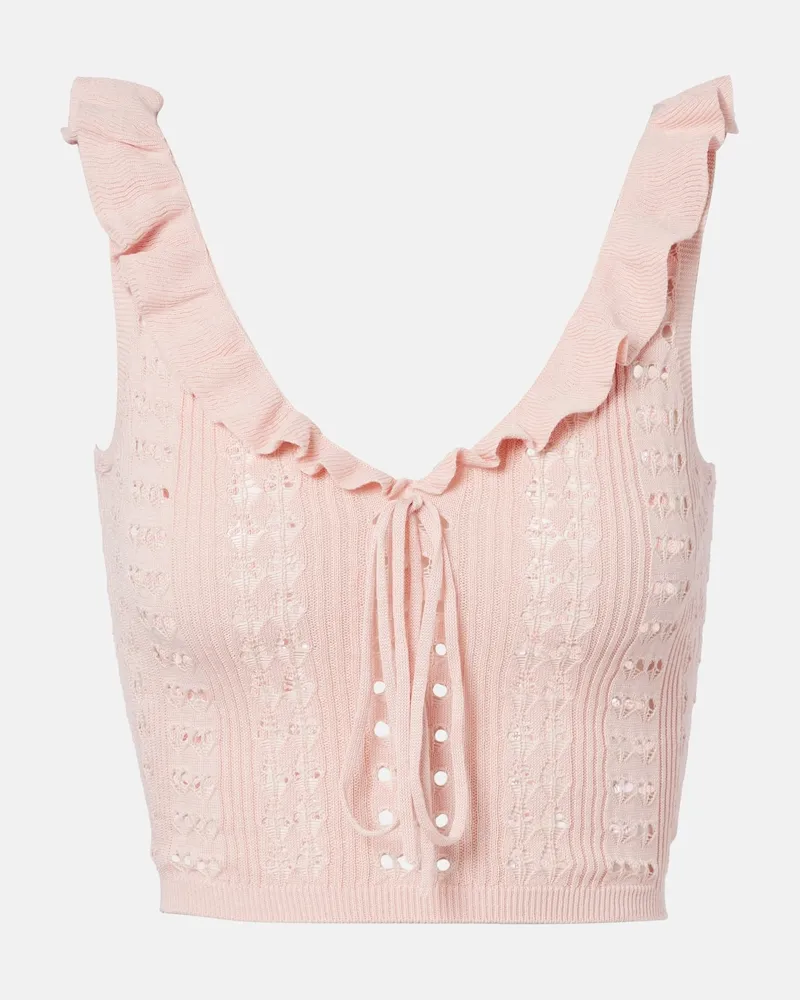 Aya Muse Cropped-Top aus Pointelle-Strick Rosa