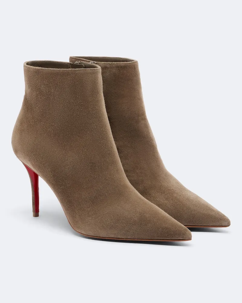 Christian Louboutin Ankle Boots Miss Z aus Veloursleder Beige