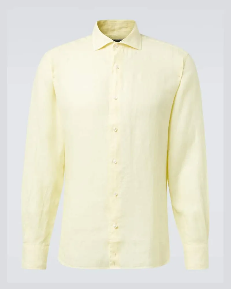 Thom Sweeney Hemd aus Leinen Gelb