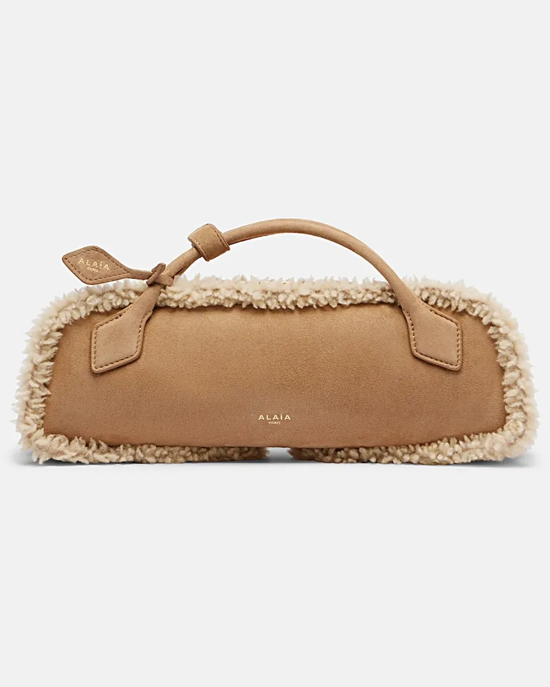 Alaïa Alaïa Clutch Le Teckel aus Veloursleder Beige