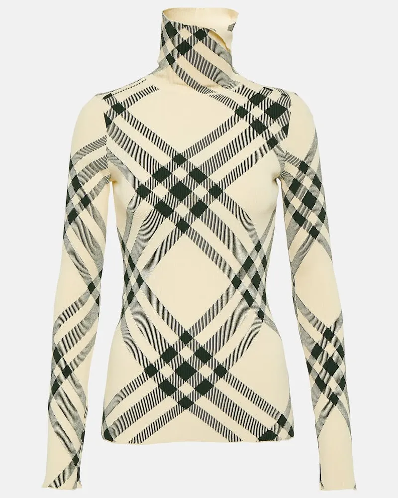 Burberry Rollkragenpullover Burberry Check Weiß
