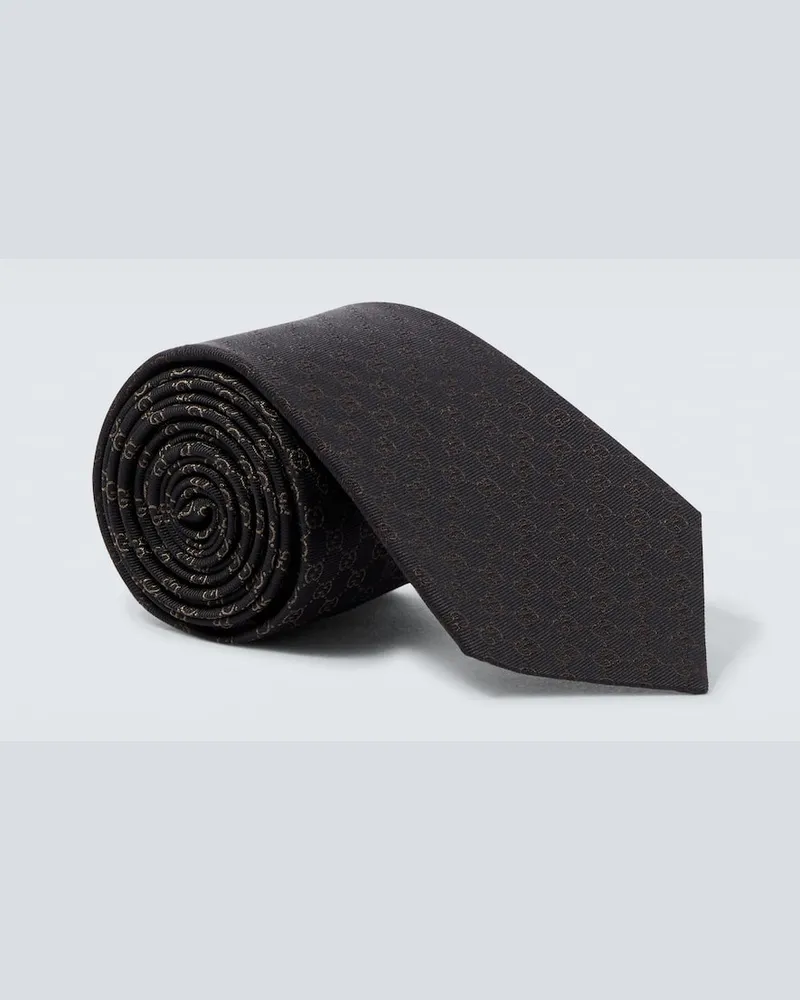 Gucci Krawatte GG aus Seiden-Jacquard Braun