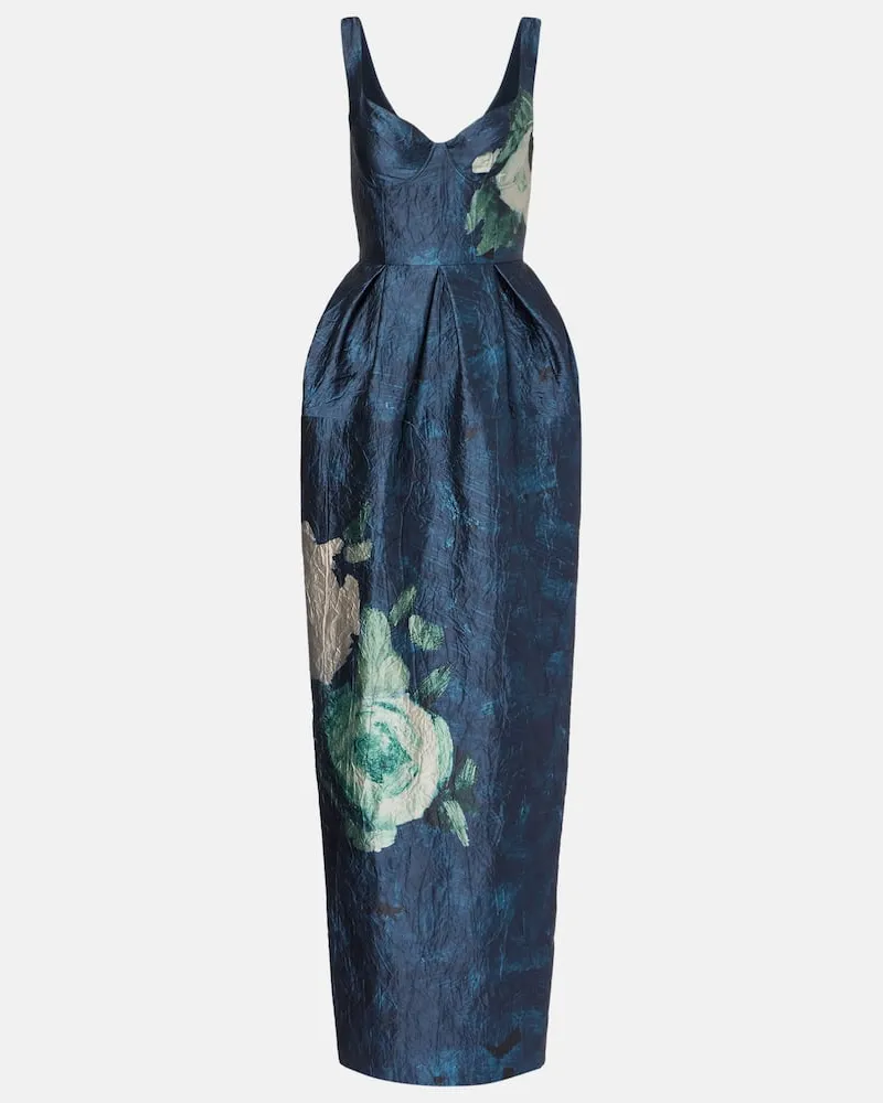 Erdem Robe aus Jacquard Blau