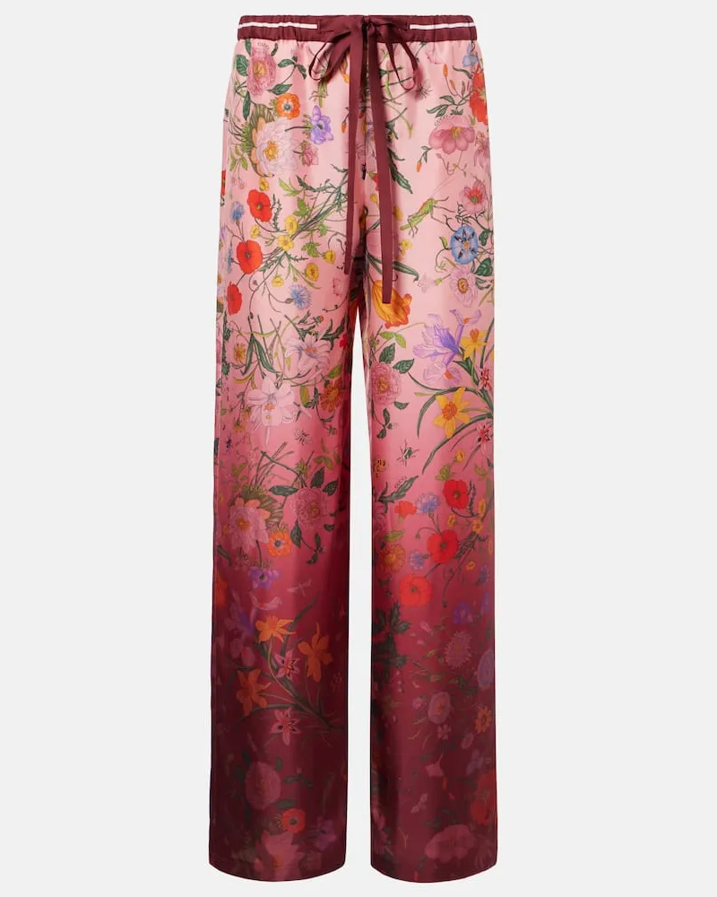 Gucci Weite Hose aus Seide Rosa