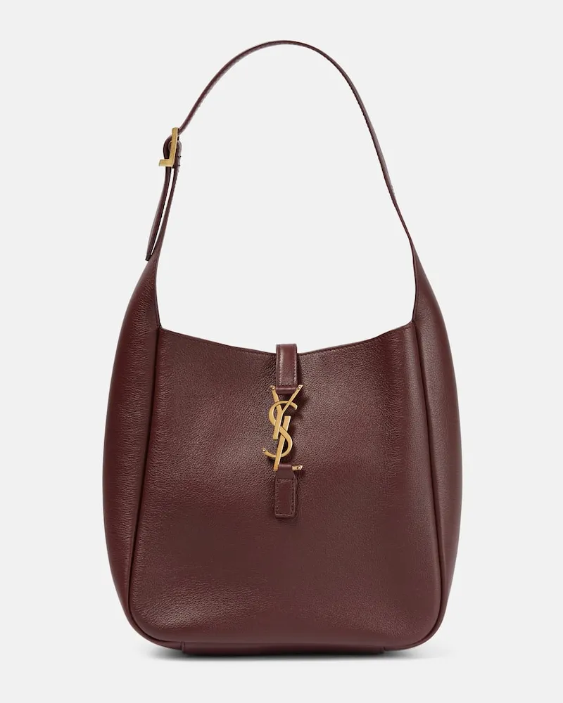 Saint Laurent Schultertasche Le 5 à 7 Small aus Leder Burgunderrot