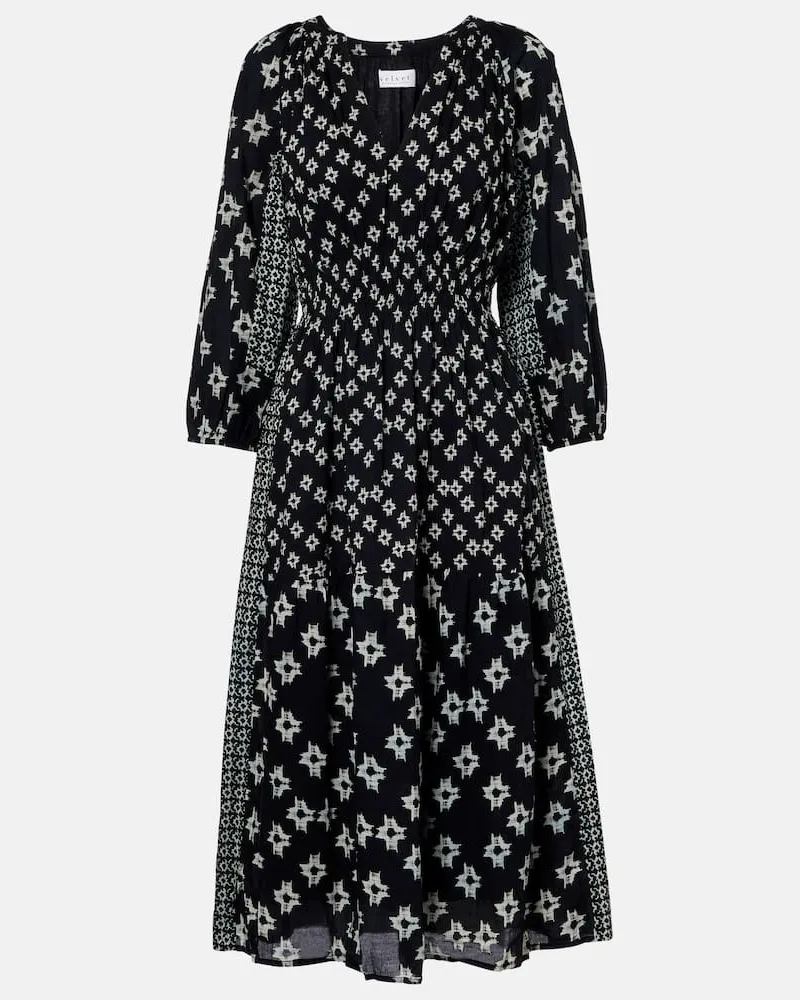Velvet Midikleid Elen aus Baumwolle Schwarz