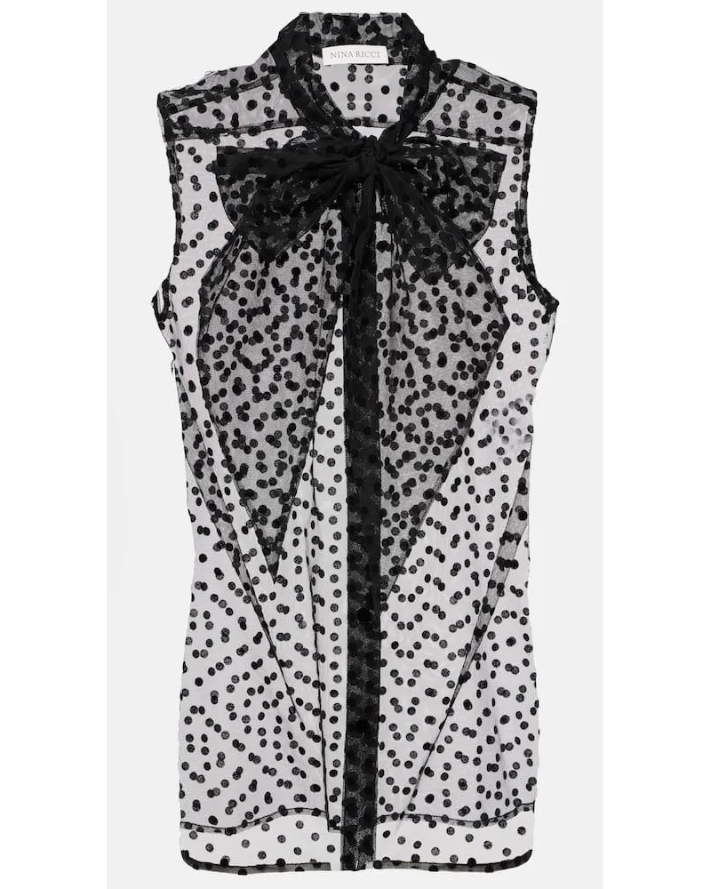 Nina Ricci Schluppenbluse aus Tüll Schwarz