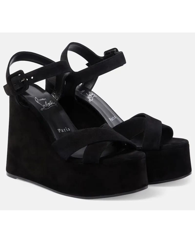Christian Louboutin Wedge-Sandalen Supramariza 130 aus Samt Schwarz