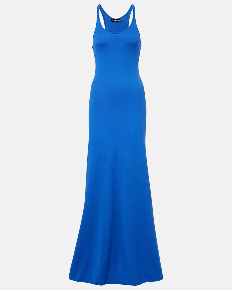 Tom Ford Maxikleid aus Wolle Blau