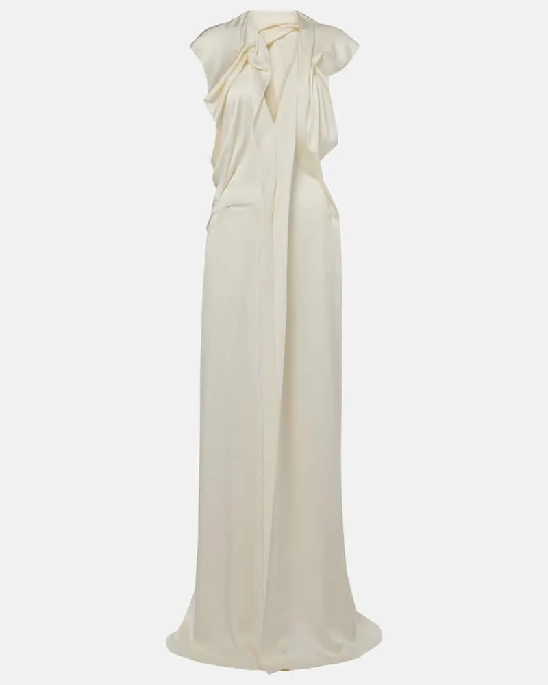 Victoria Beckham Robe aus Satin Weiß