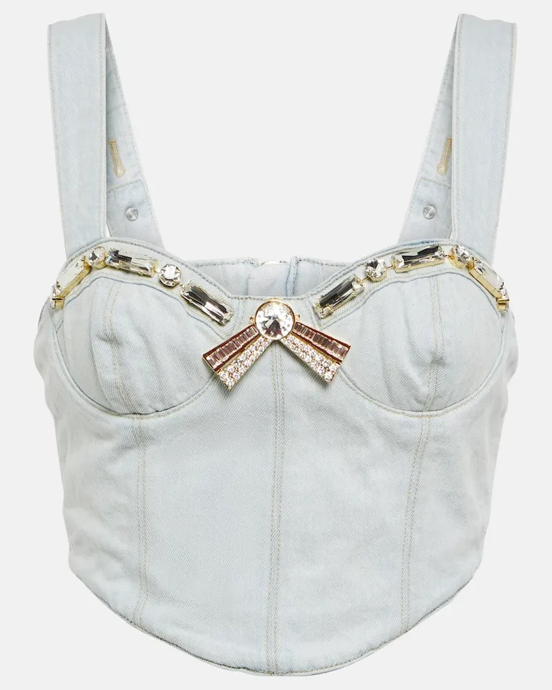 Area Cropped-Top aus Denim Blau