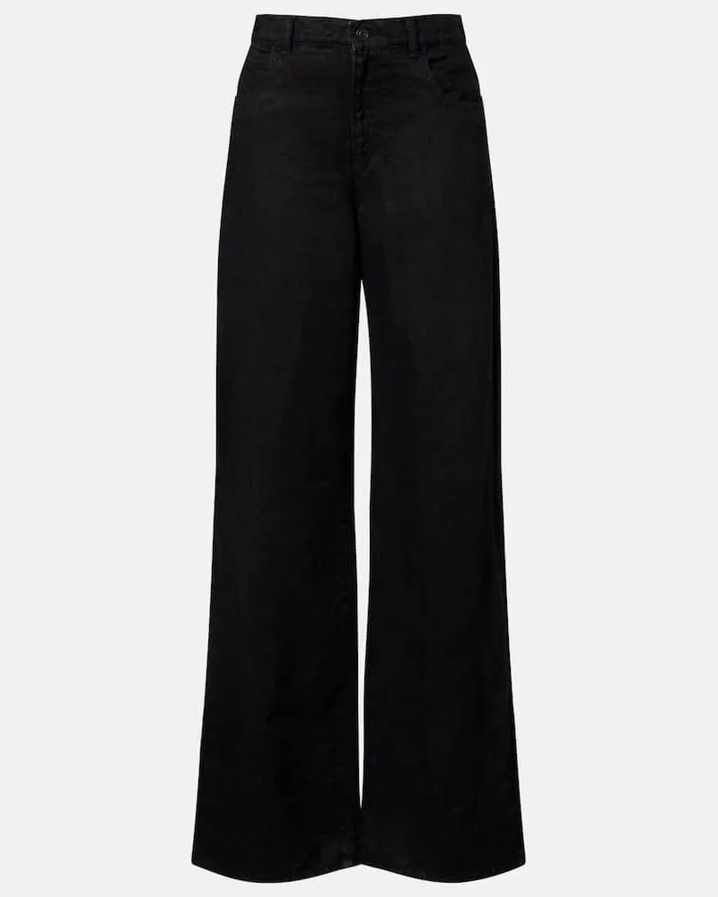 The Row Wide-Leg Jeans Eglitte aus Leinen Schwarz