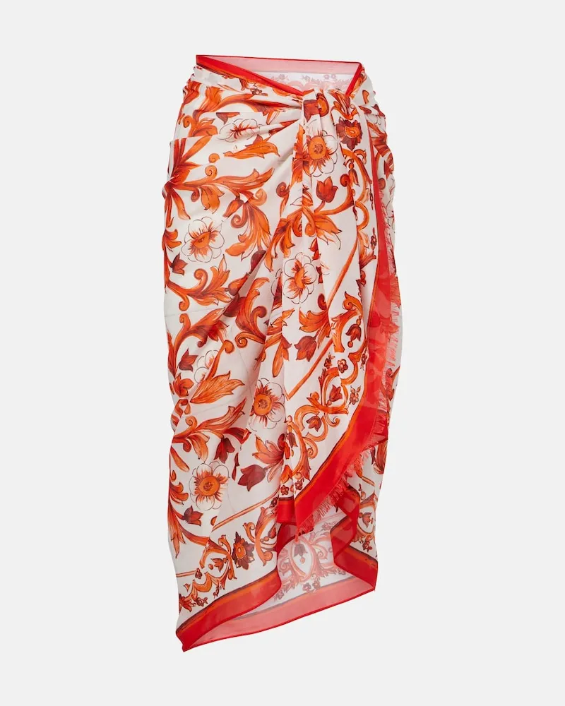 Dolce & Gabbana Pareo Majolica aus Baumwolle Orange
