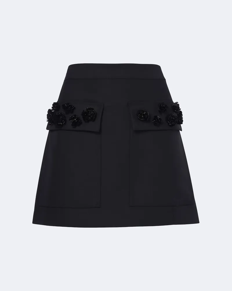 PLAN C Verzierter Minirock aus Gabardine Blau