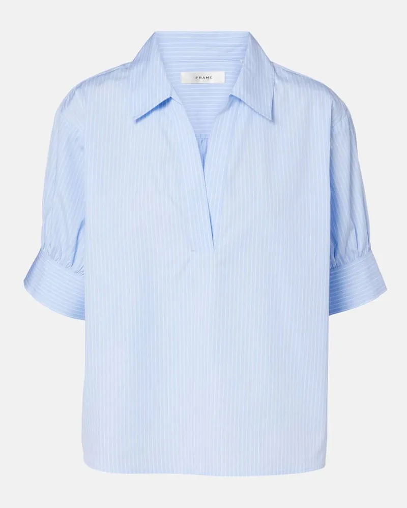 Frame Denim Top Popover aus Baumwollpopeline Blau