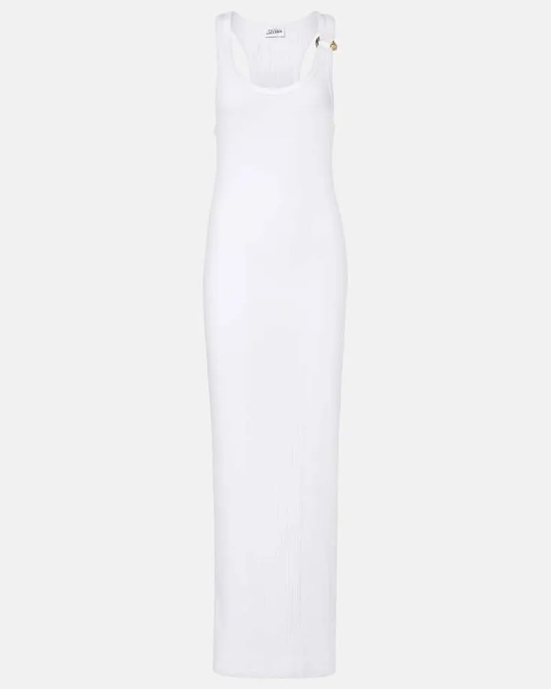 Jean Paul Gaultier Maxikleid Piercing aus Baumwoll-Jersey Weiß