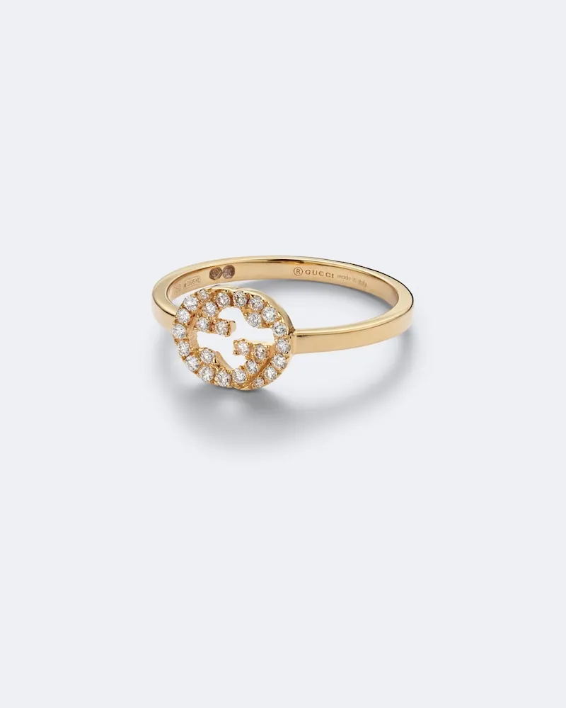 Gucci Ring Interlocking G aus 18kt Gelbgold mit Diamanten Gold