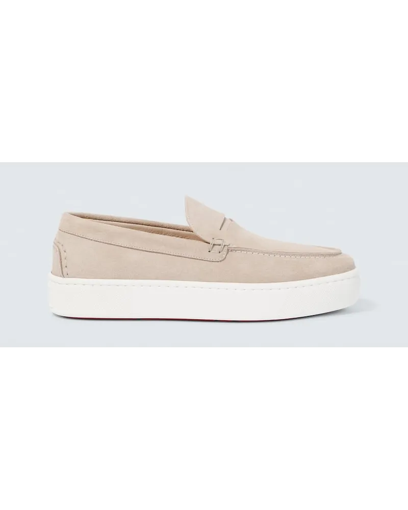 Christian Louboutin Slip-Ons Paqueboat aus Veloursleder Beige