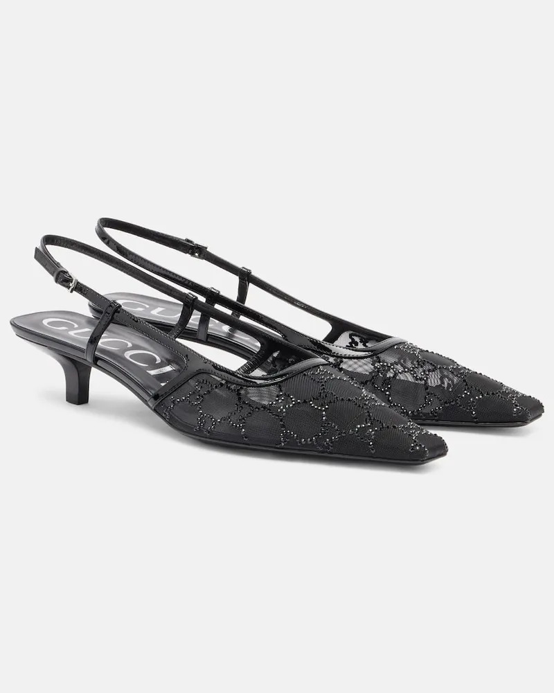 Gucci Slingback-Pumps Gucci Demi mit Kristallen Schwarz