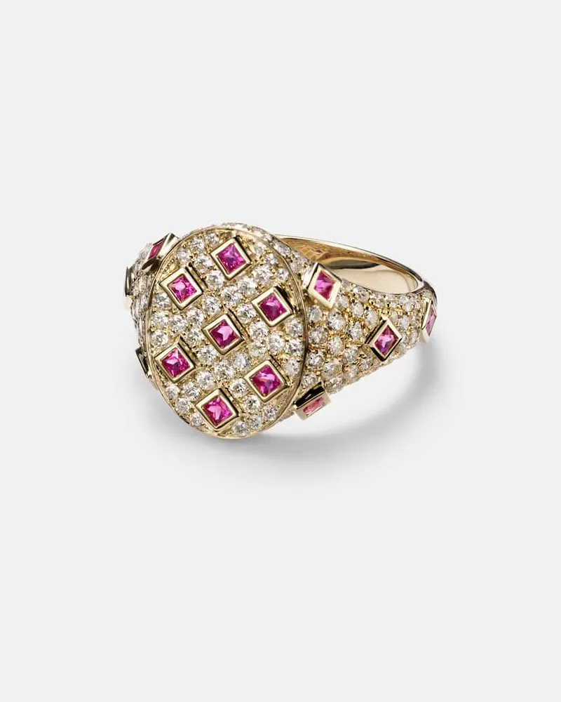 Yvonne Léon Yvonne Léon Ring aus 9kt Gelbgold mit Diamanten und Saphiren Gold