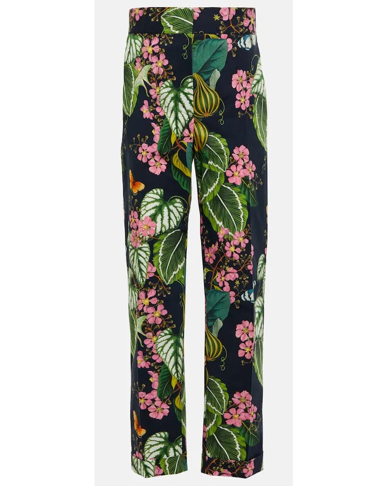 Oscar de la Renta Bedruckte Cropped-Hose aus Popeline Multicolor