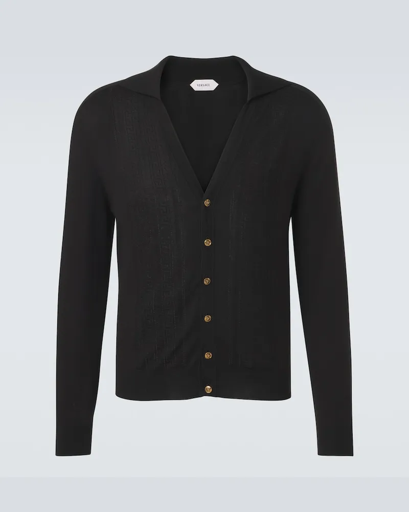 Versace Cardigan Greca aus einem Seidengemisch Schwarz
