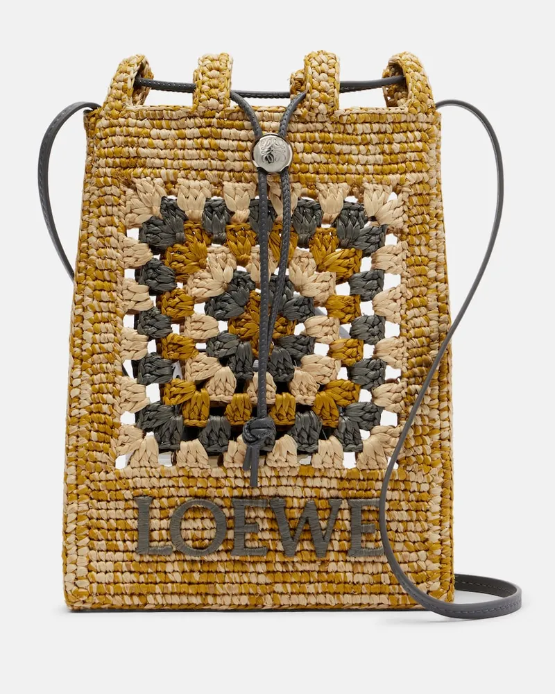 Loewe Paula's Ibiza Etui mit Riemen aus Raffiabast Beige