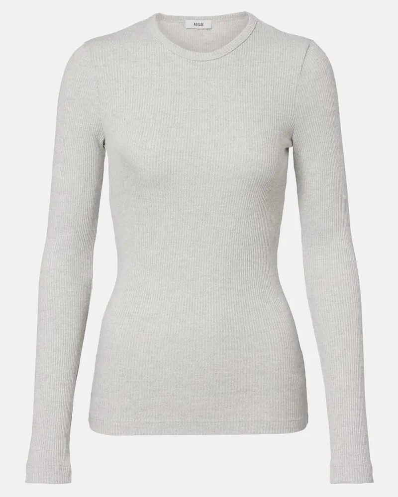 AGOLDE Longsleeve Delphi aus Rippstrick Grau