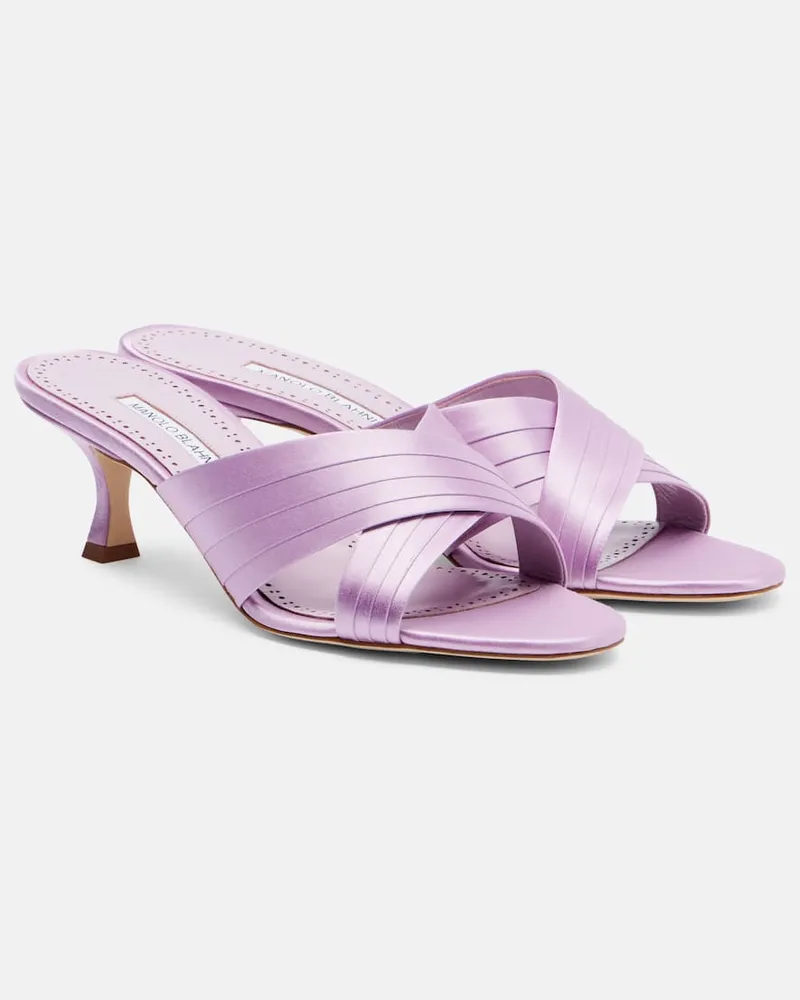 Manolo Blahnik Pantoletten Viera 50 aus Satin Rosa