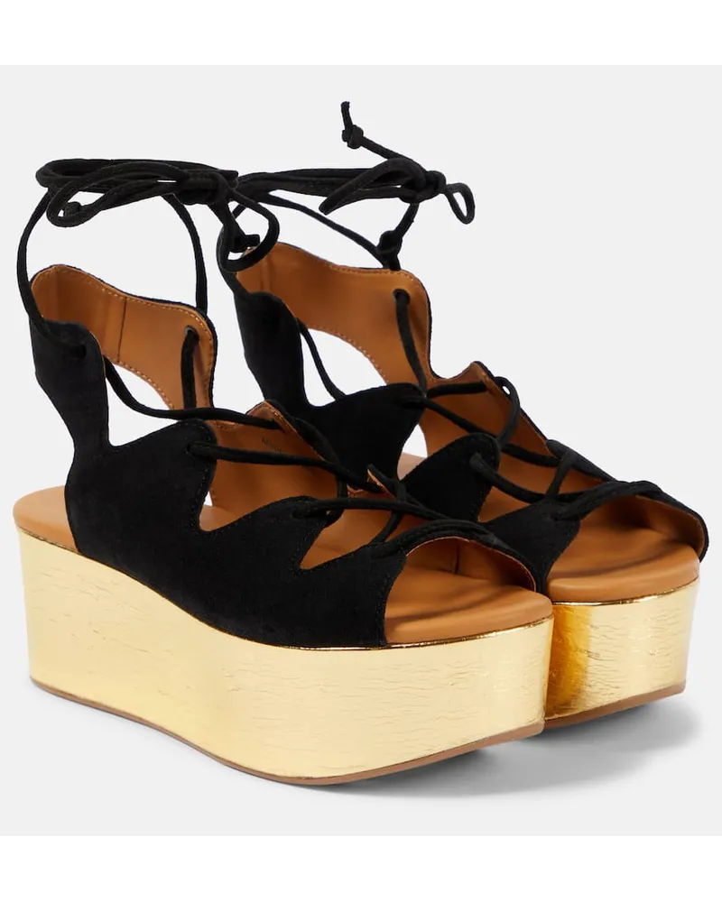 See by Chloé See By Chloe Plateausandalen Liana 70 aus Veloursleder Schwarz