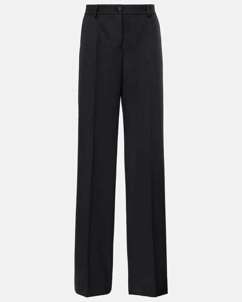Dolce & Gabbana Weite Hose aus Gabardine Schwarz