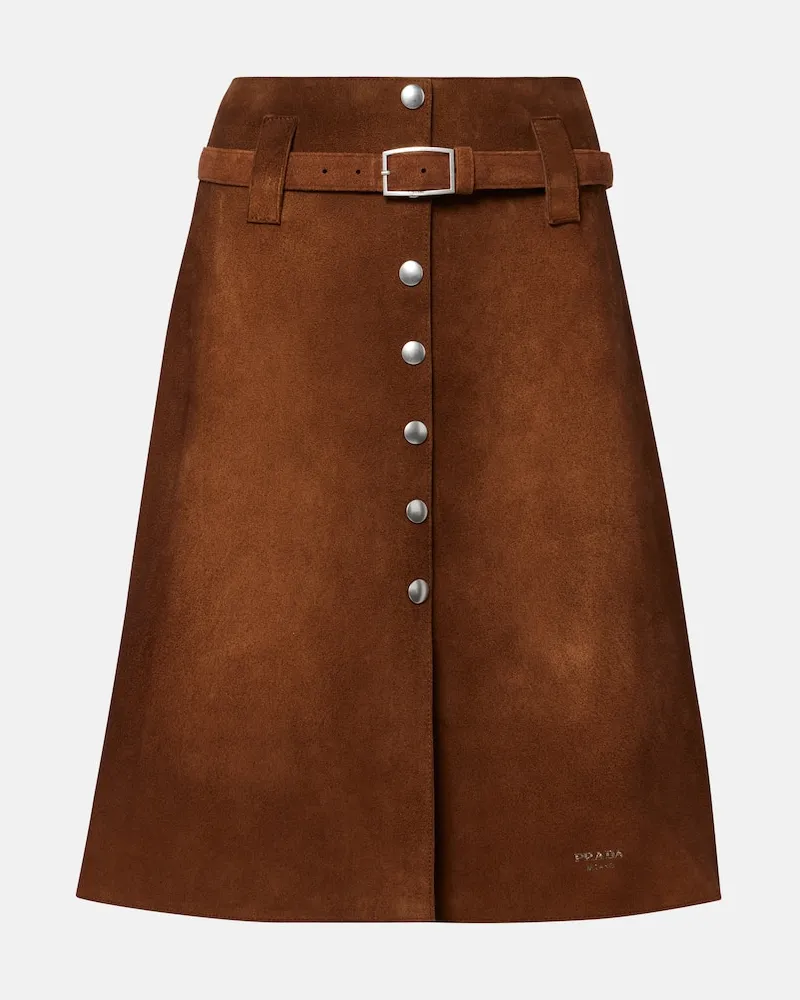 Prada Midirock aus Veloursleder Braun