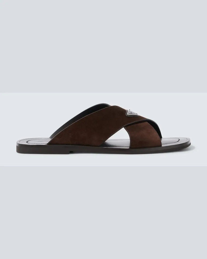 Prada Sandalen aus Veloursleder und Leder Braun