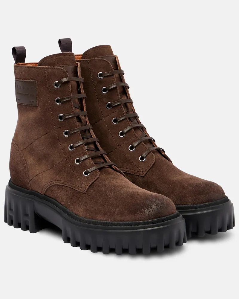 Hogan Schnürstiefel H700 aus Veloursleder Braun