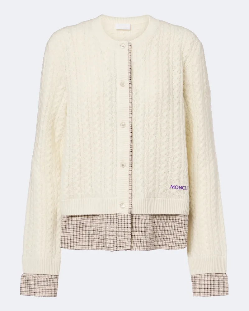 Moncler Cardigan aus Wolle und Kaschmir Weiß