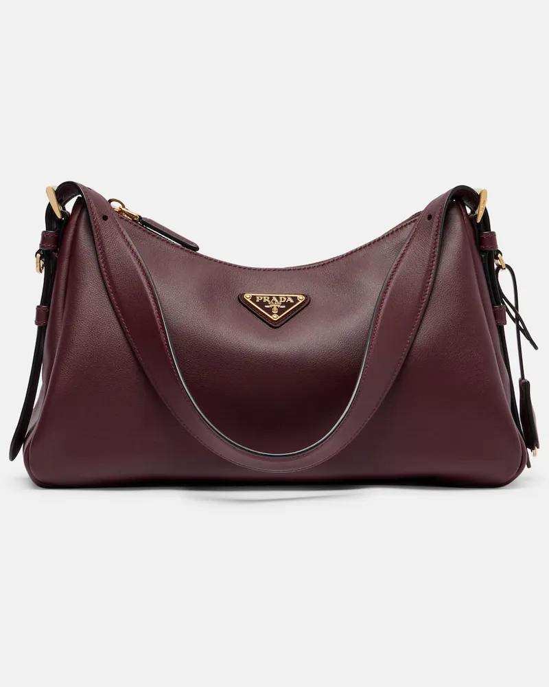 Prada Schultertasche Prada Aimée Medium aus Leder Burgunderrot
