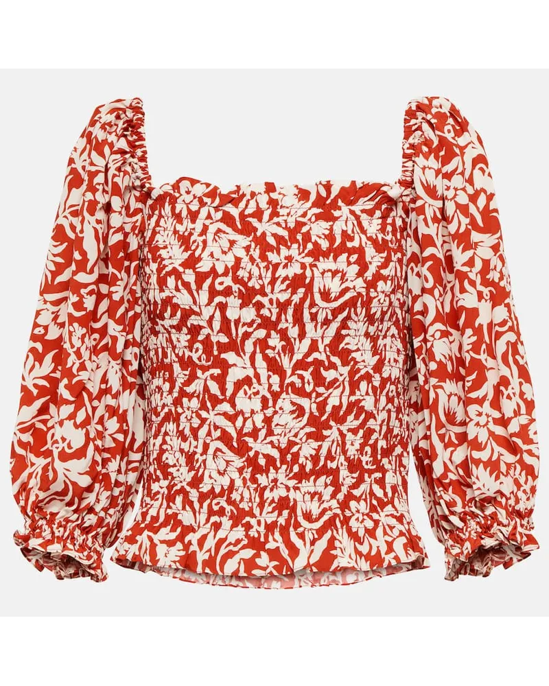 Ralph Lauren Bedrucktes Top aus Crêpe Rot
