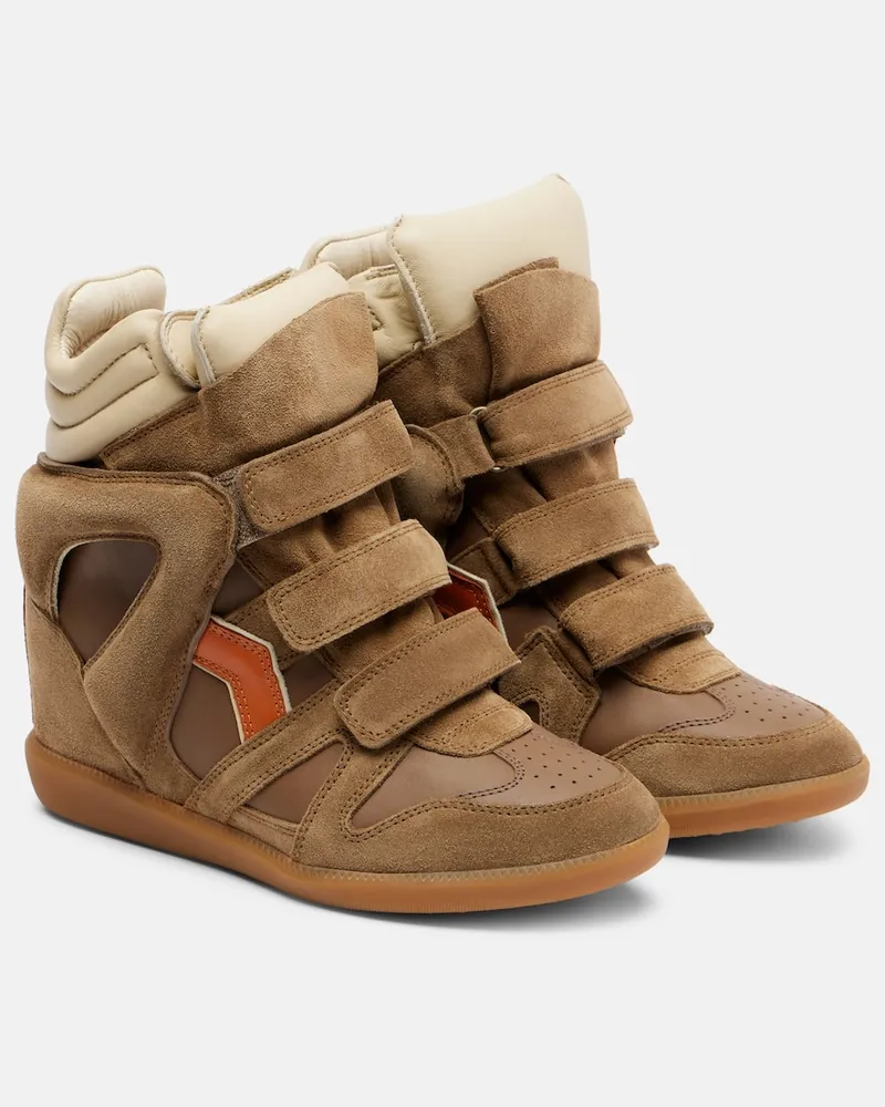 Isabel Marant Wedge-Sneakers Bekett aus Veloursleder Orange