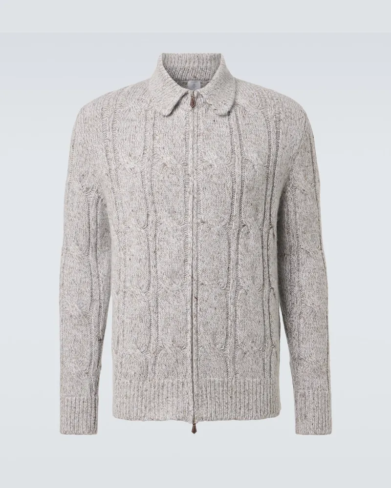 Eleventy Cardigan aus Wolle, Alpakawolle und Seide Grau
