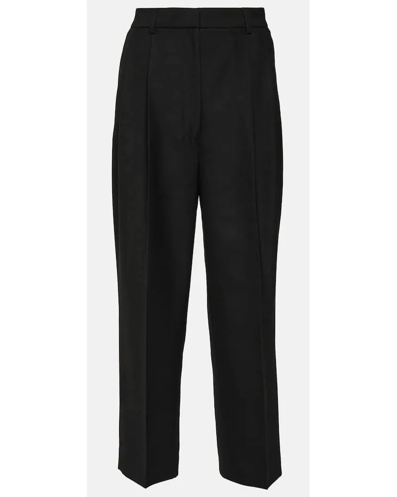 Totême High-Rise Cropped-Hose Schwarz