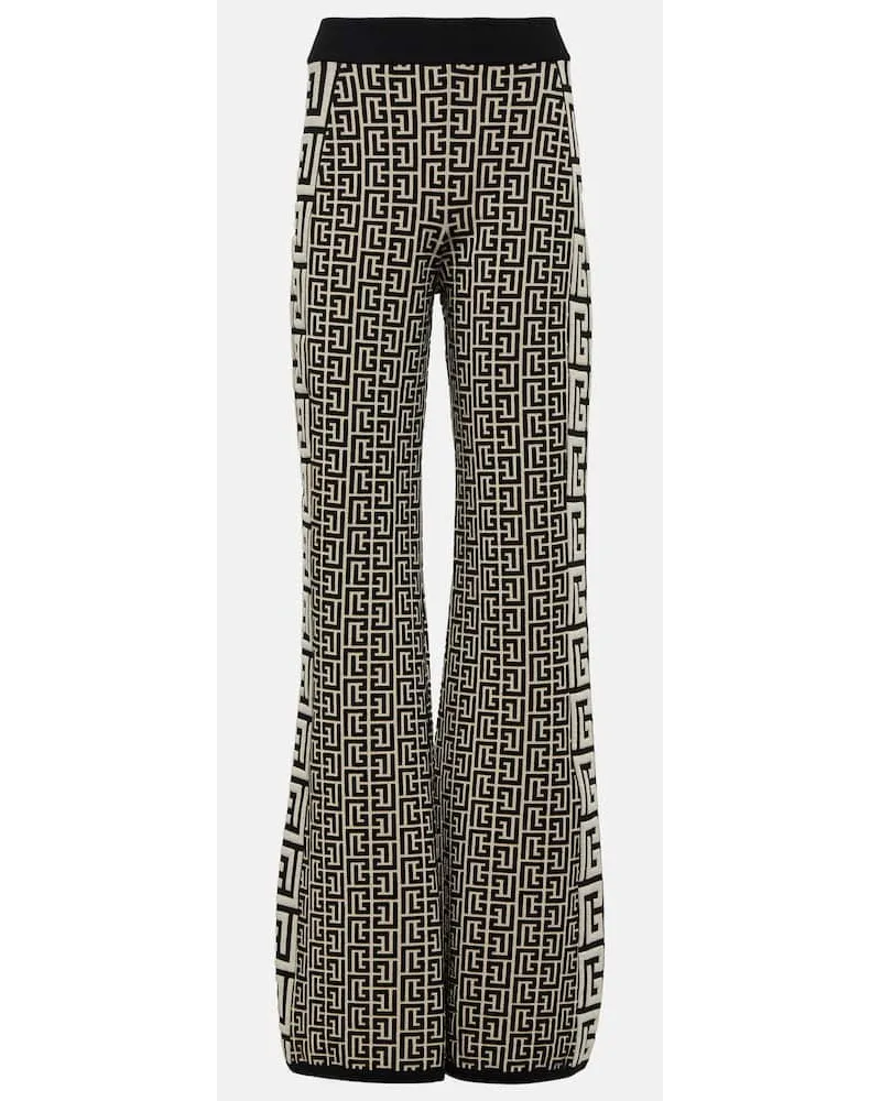 Balmain Schlaghose aus einem Wollgemisch Schwarz