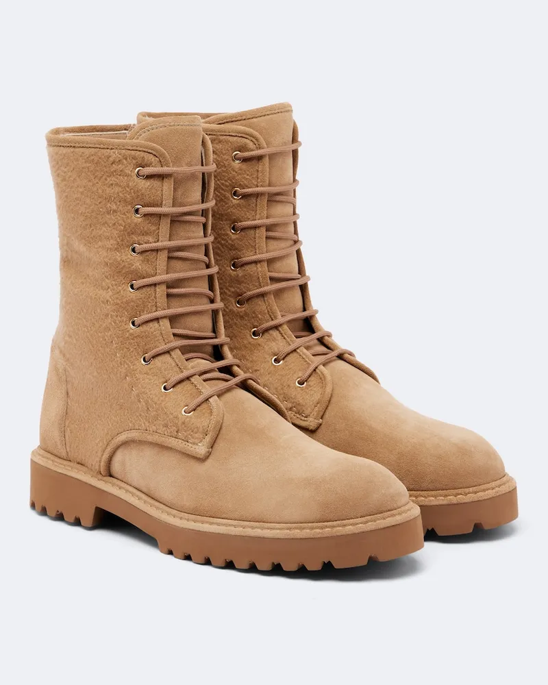 Max Mara Schnürstiefel aus Veloursleder Braun