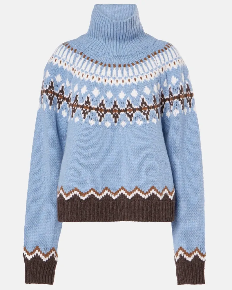 Alanui Rollkragenpullover Sweet Winter aus Wolle Blau